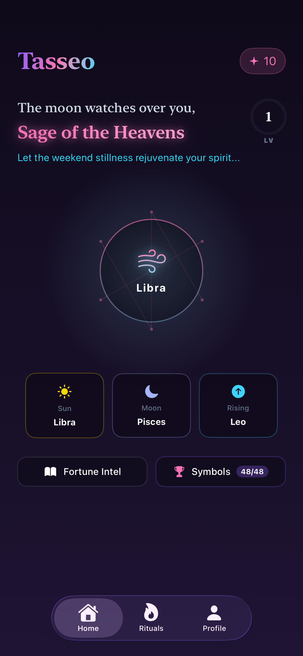 Tasseo home astrology screen